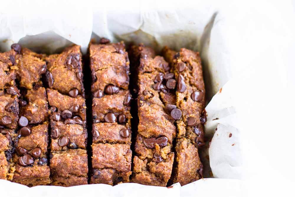close up of sliced pumpkin bread