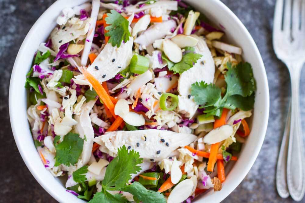 Chinese Chicken Salad in big white bowl