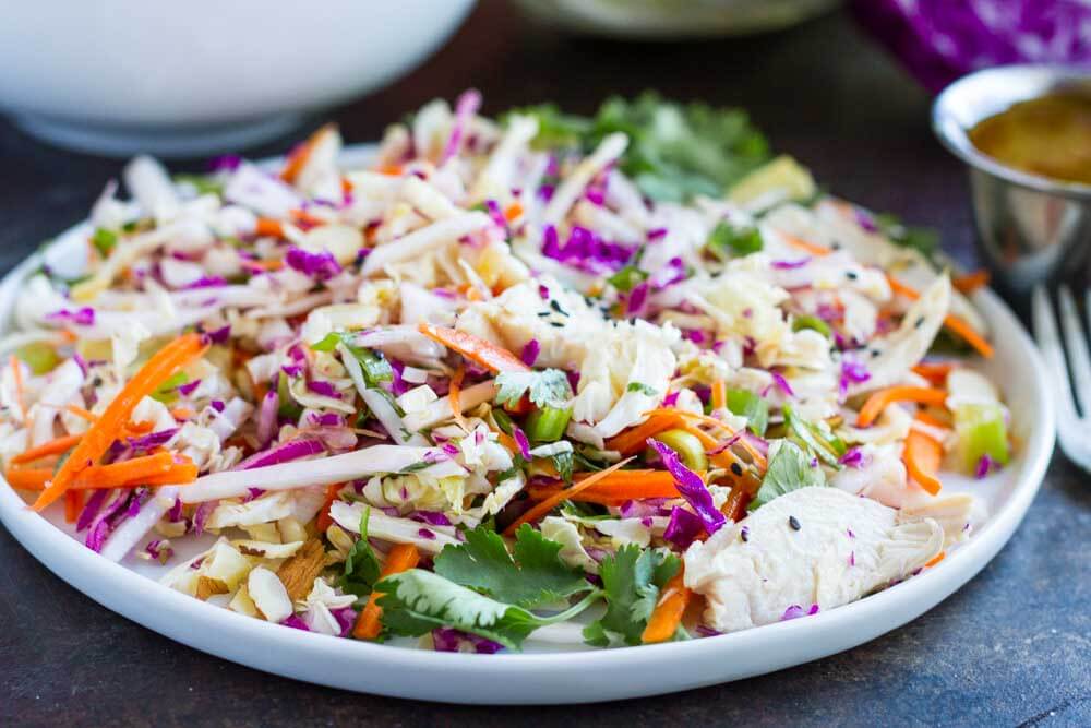 Chinese Chicken Salad on white plate