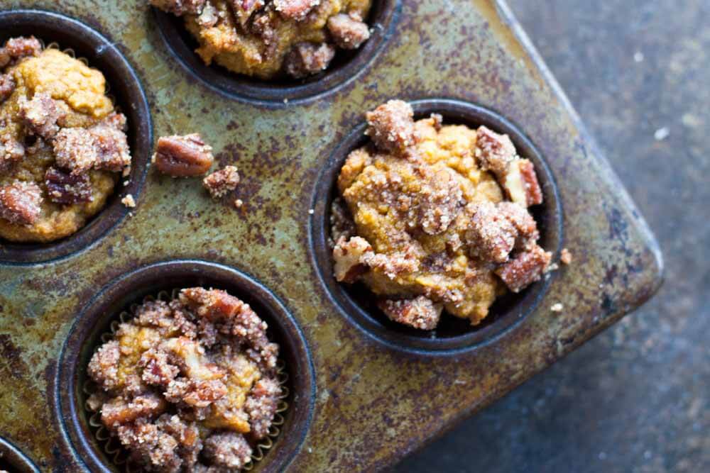 close up of four Mini Pumpkin Muffins 