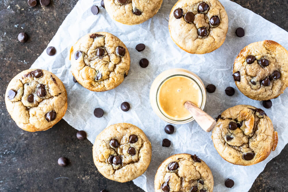 peanut butter muffins on parchment paper