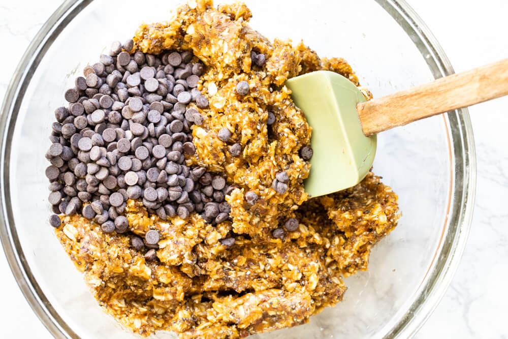 peanut butter pumpkin balls mixture in a glass bowl