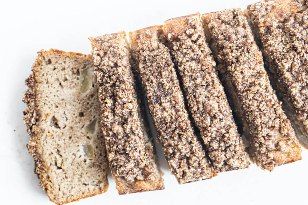 top view of sliced apple bread