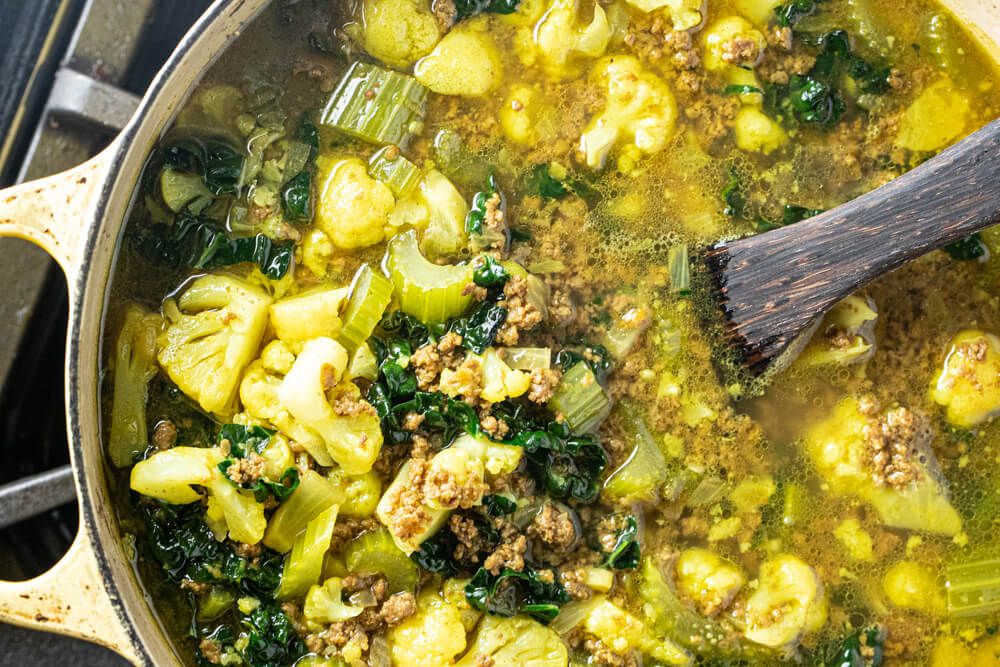 soup in yellow pot