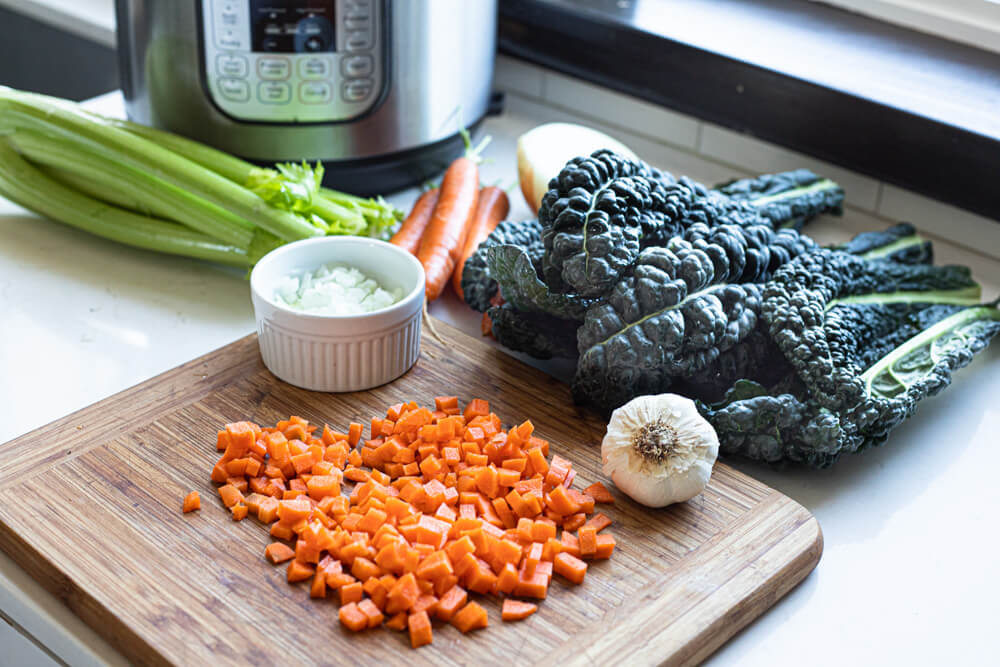 chopped vegetables on cutting board