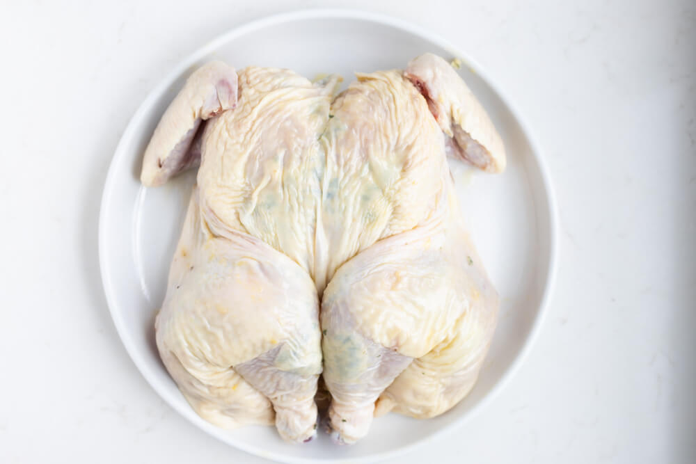 a raw whole chicken