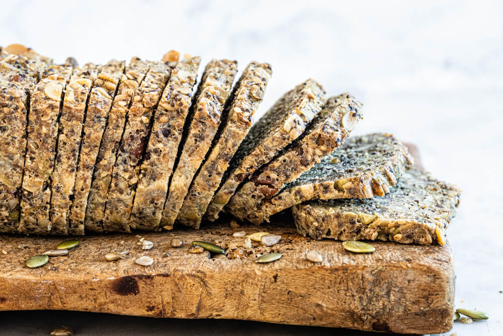 sliced bread on cutting board