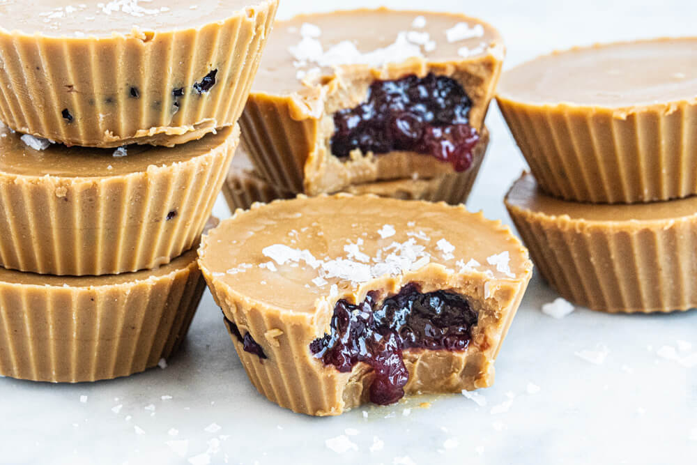peanut butter cups on white counter