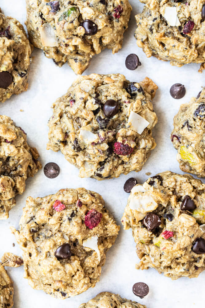 close up of oatmeal cookie