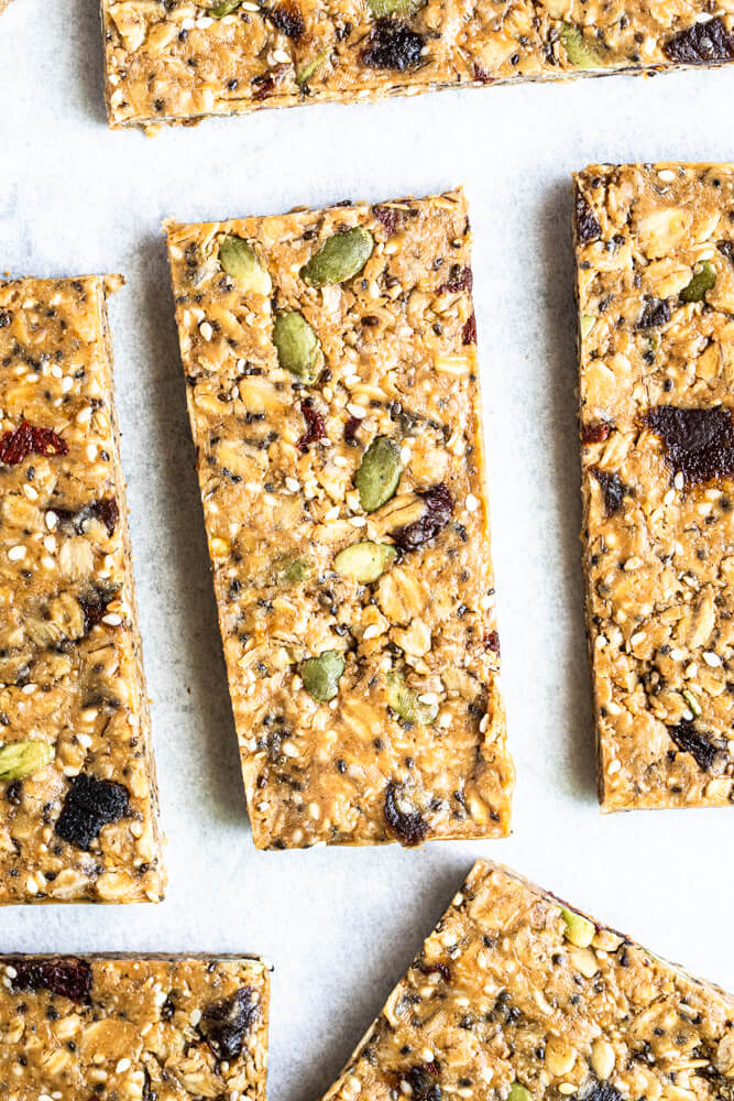 close up of gluten free granola bar
