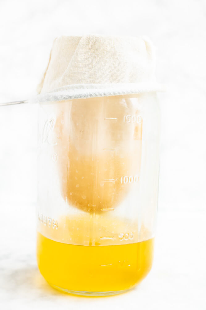 jar with tea strainer on top