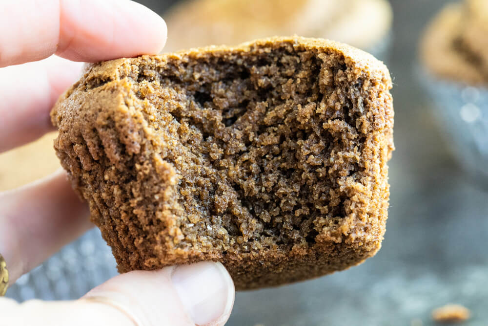 close up of inside of muffin