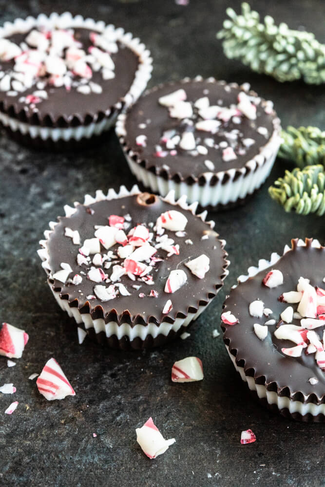 close up of peppermint cup with sprinkles
