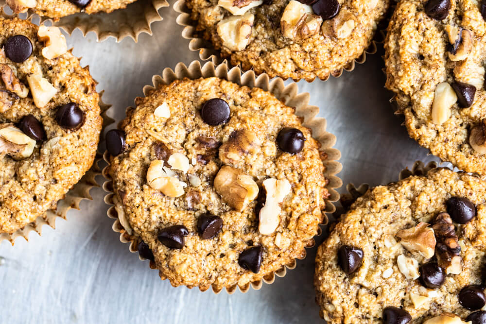 top view of banana muffins