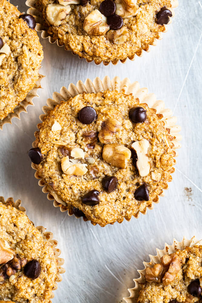 banana muffin with nuts on top