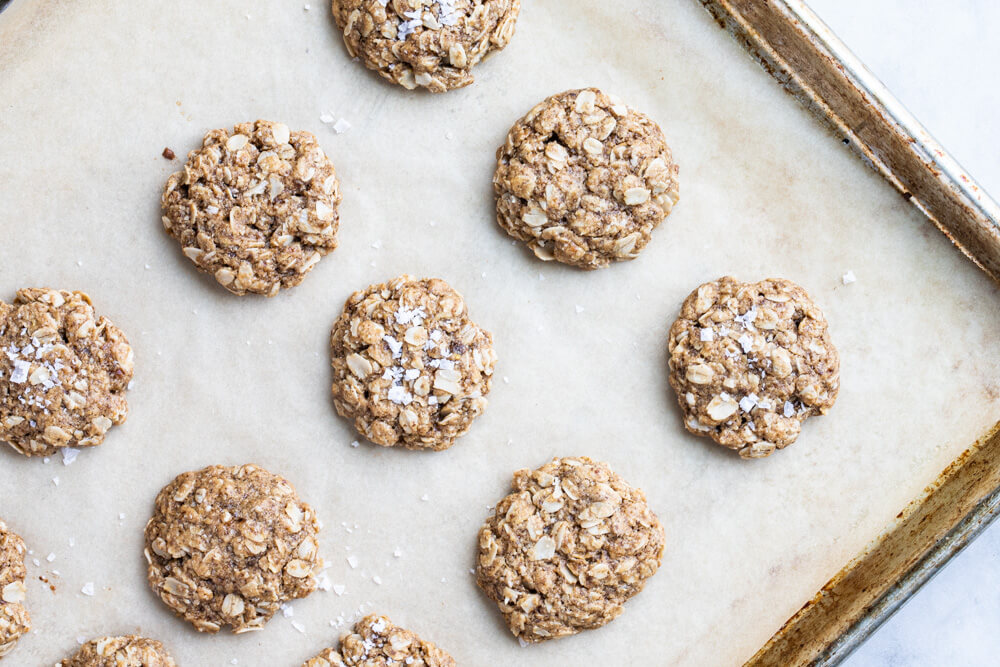 oat cookies on baking tray
