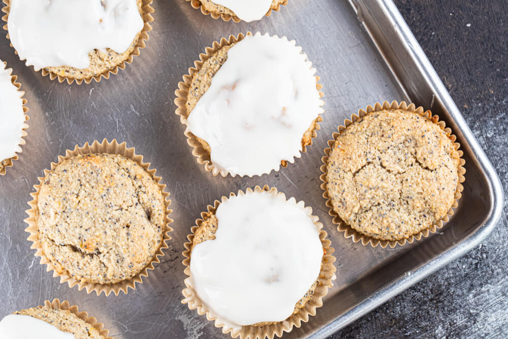 muffins on silver tray
