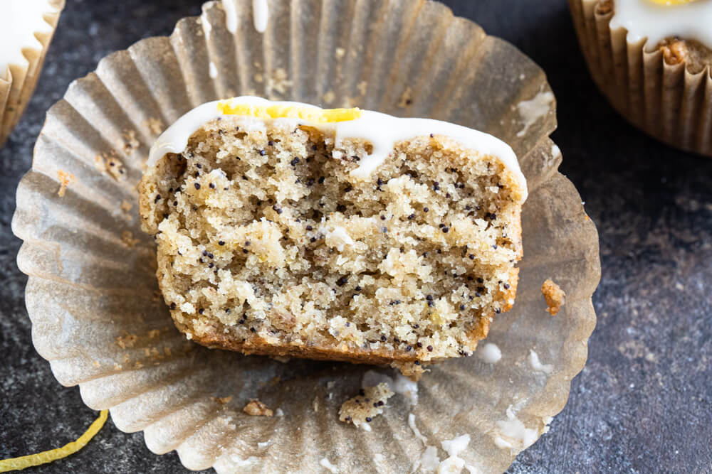 close up of the inside of a muffin