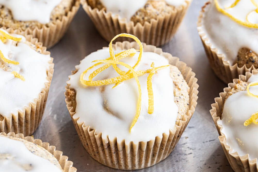lemon zest on top of a muffin