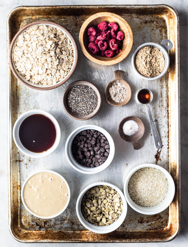 ingredients for snack on silver tray
