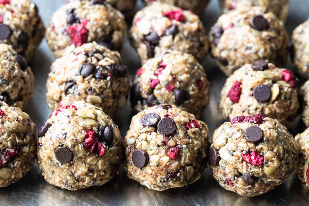 energy balls on silver tray