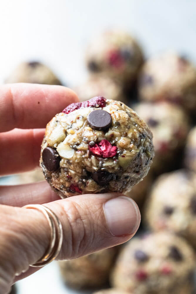 hand holding snack ball