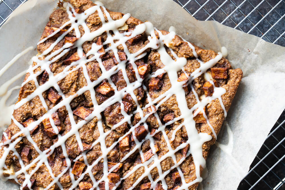 apple bars drizzled with white glaze