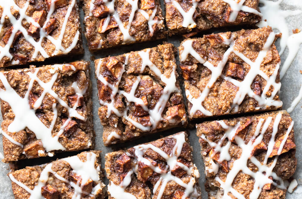 apple bars on parchment paper