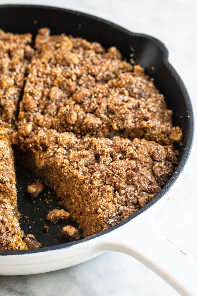 close up of a slice of pumpkin cake