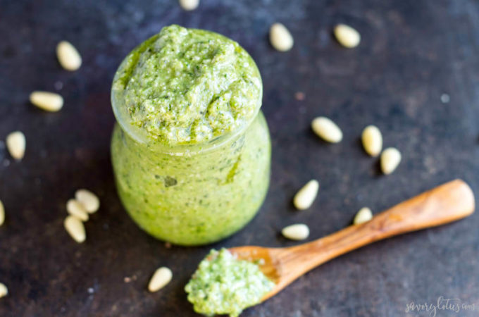 Broccoli Pesto (dairy free) | www.savorylotus.com
