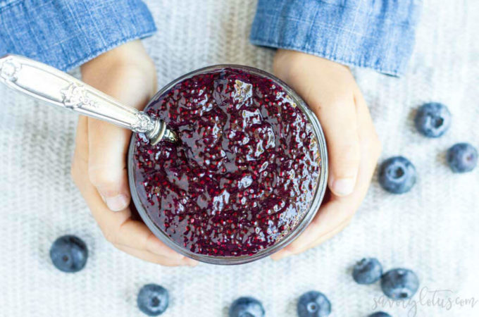 Easy 3 Ingredient Blueberry Chia Jam | www.savorylotus.com