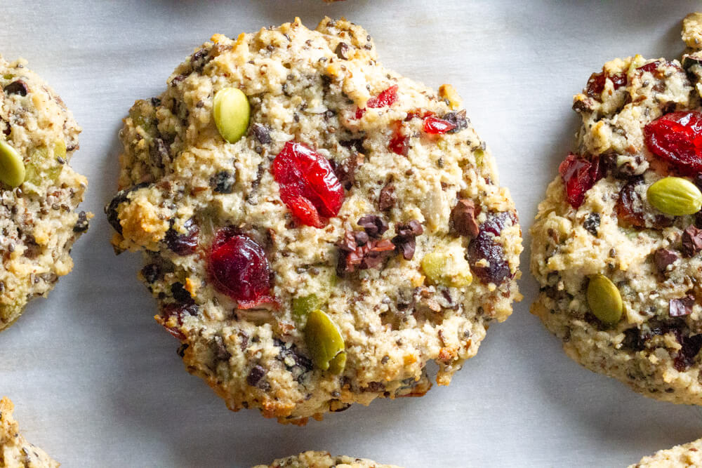 Close up of a Breakfast Cookies with dried cranberries