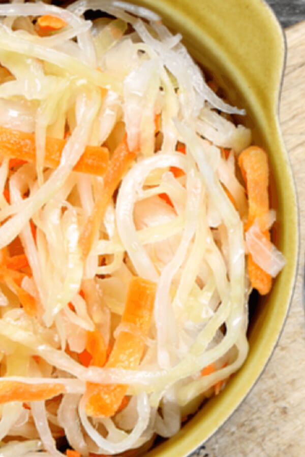 close up of colorful sauerkraut