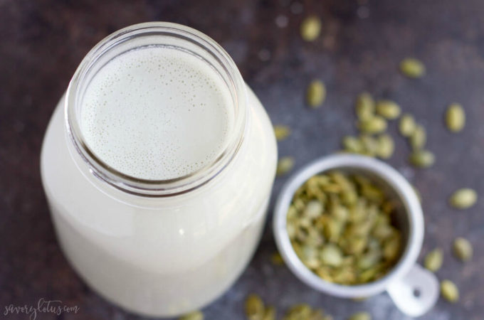 How to Make Pumpkin Seed Milk | www.savorylotus.com