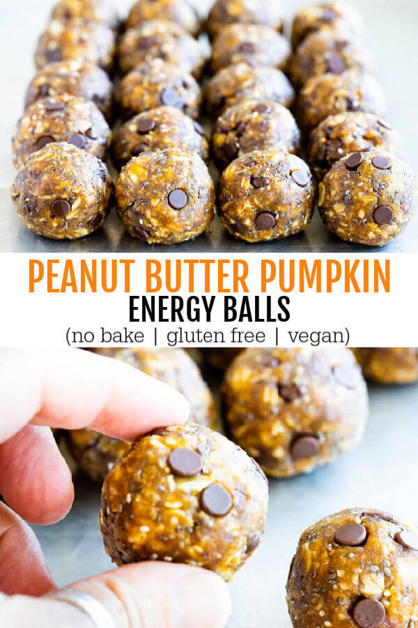 peanut butter pumpkin balls all lined up on baking sheet
