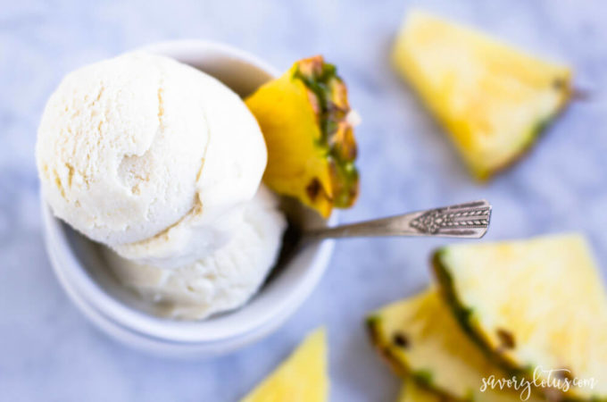 Piña Colada Ice Cream (dairy free) | www.savorylotus.com