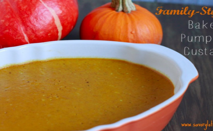 Baked pumpkin Custard - savorylotus.com