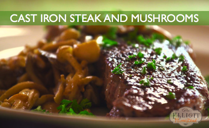 steak, mushrooms, cast iron, paleo