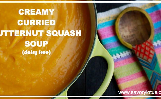 Creamy Curried Butternut Squash Soup (dairy free) : savorylotus.com