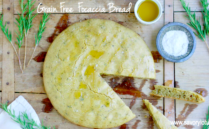 Grain Free Focaccia Bread (gluten free, nut free, paleo) | savorylotus.com
