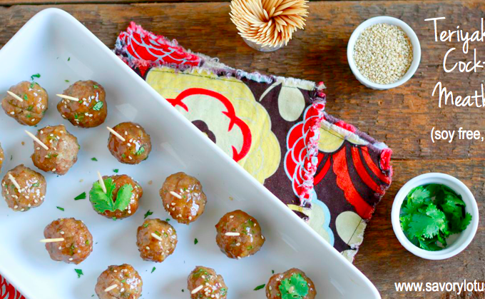Teriyaki Cocktail Meatballs (grain free, paleo) | savorylotus.com